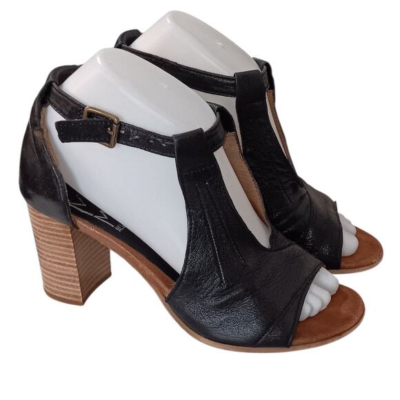 MIZ MOOZ Black Leather Sandals 37 6.5-7 Summer Shoes Vacation Minimalist Classic - Picture 1 of 16